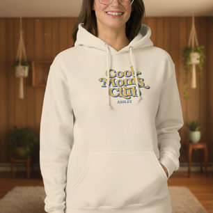 Cool Moms Club Classic Motherhood Retro Text Style Hoodie