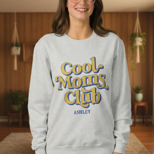 Cool Moms Club Retro Yellow and Blue Typography Sweatshirt