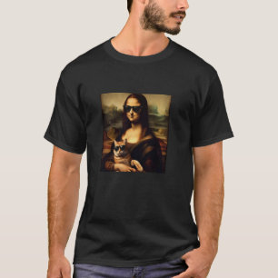 Cool Mona Lisa with Sunglasses and Cat T-Shirt