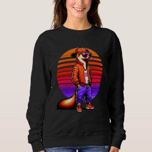 Cool Mongoose Modern Urban Style Sunset Retro Art Sweatshirt