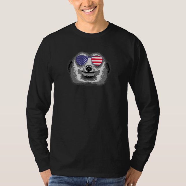 Cool Mongoose Wearing Usa Flag Sunglasses Us Ameri T-Shirt (Front)