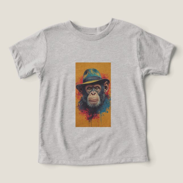 Cool Monkey Hat Graphic T-Shirt (Design Front)