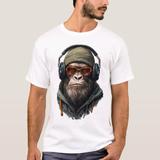 Cool Monkey Headphones T-Shirt – Music Lover Desig