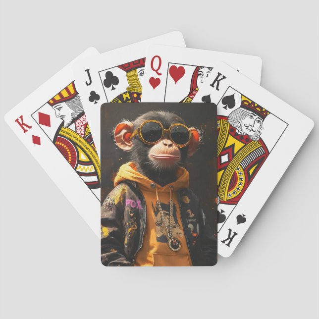 Cool Monkey in Streetwear Playing Cards (Back)