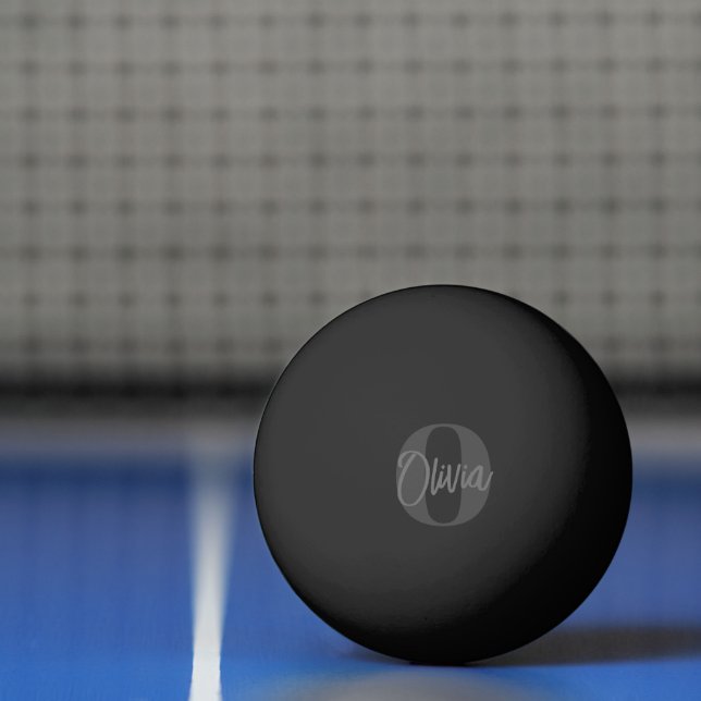 Cool Monochrome Black Modern Script Monogram Beer Ping Pong Ball (Net)