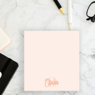 Cool Monochrome Blush Pink Trendy Script Monogram Notepad