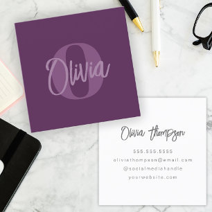 Cool Monochrome Blush Pink Trendy Script Monogram Square Business Card