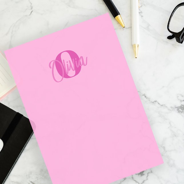 Cool Monochrome Pink Trendy Script Monogram Post-it Notes (Creator Uploaded)