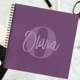 Cool Monochrome Purple Trendy Script Monogram Notebook