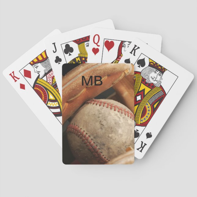Cool Monogram Baseball Theme Poker Playing Cards (Back)
