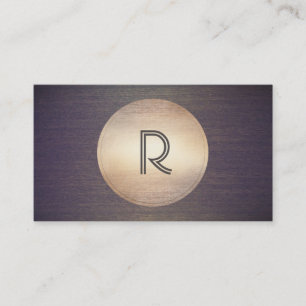 Cool Monogram DJ Music Gold Circle Wood Modern Business Card