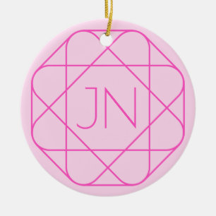 Cool Monogram, Hip Logo Style Pink & Magenta Ceramic Tree Decoration