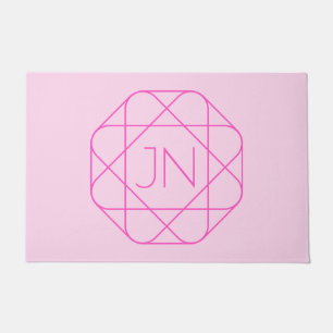 Cool Monogram, Hip Logo Style   Pink & Magenta Doormat