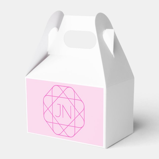 Cool Monogram, Hip Logo Style | Pink & Magenta Favour Box (Front Side)