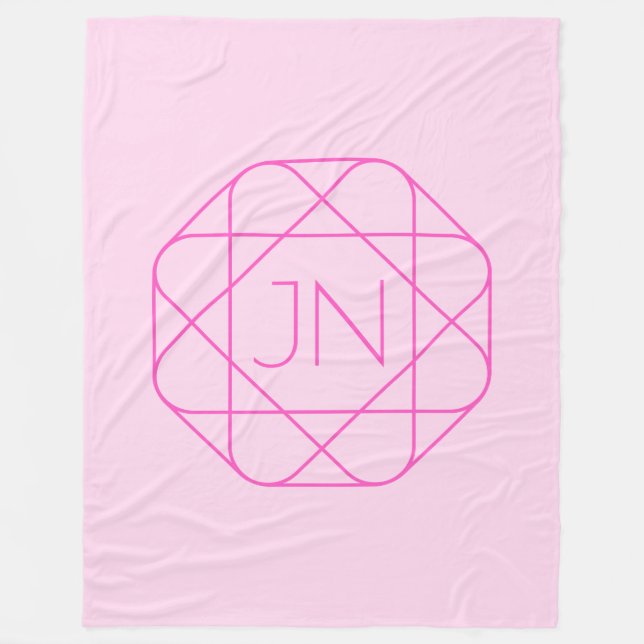 Cool Monogram, Hip Logo Style | Pink & Magenta Fleece Blanket (Front)