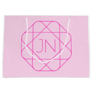 Cool Monogram, Hip Logo Style Pink & Magenta Large Gift Bag