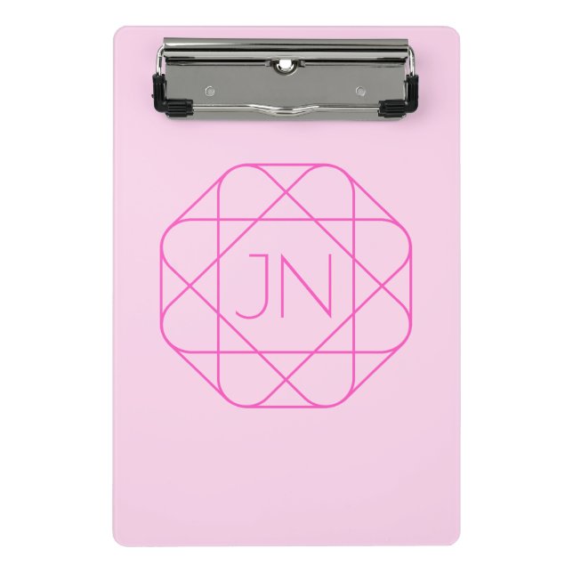 Cool Monogram, Hip Logo Style | Pink & Magenta Mini Clipboard (Front)