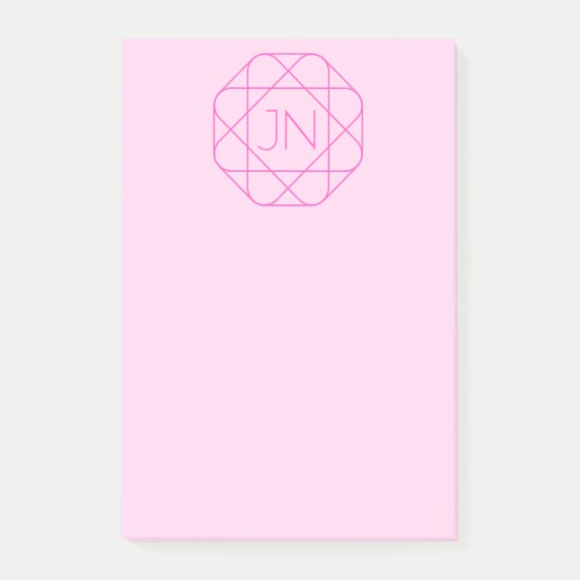 Cool Monogram, Hip Logo Style | Pink & Magenta Post-it Notes (Front)
