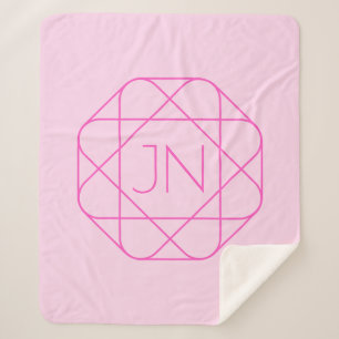 Cool Monogram, Hip Logo Style Pink & Magenta Sherpa Blanket