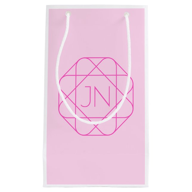 Cool Monogram, Hip Logo Style | Pink & Magenta Small Gift Bag (Front)