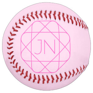 Cool Monogram, Hip Logo Style   Pink & Magenta Softball