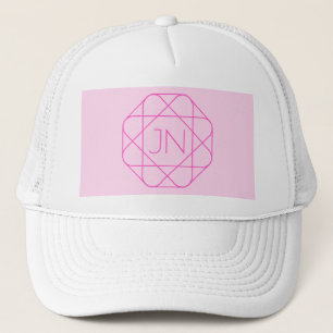 Cool Monogram, Hip Logo Style Pink & Magenta Trucker Hat