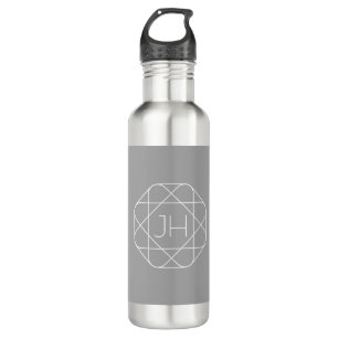 Cool Monogram, Hip Logo Style Vibe   Grey & White 710 Ml Water Bottle