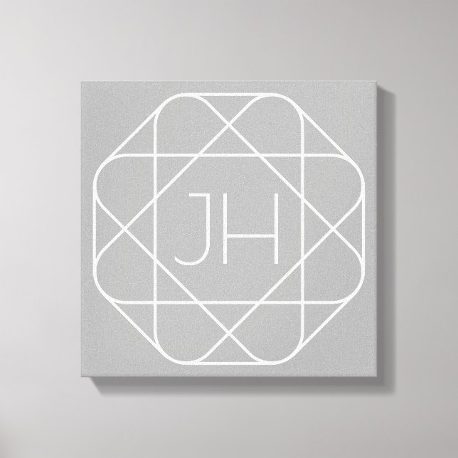 Cool Monogram, Hip Logo Style Vibe | Grey & White Canvas Print (Front)