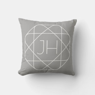 Cool Monogram, Hip Logo Style Vibe Grey & White Cushion