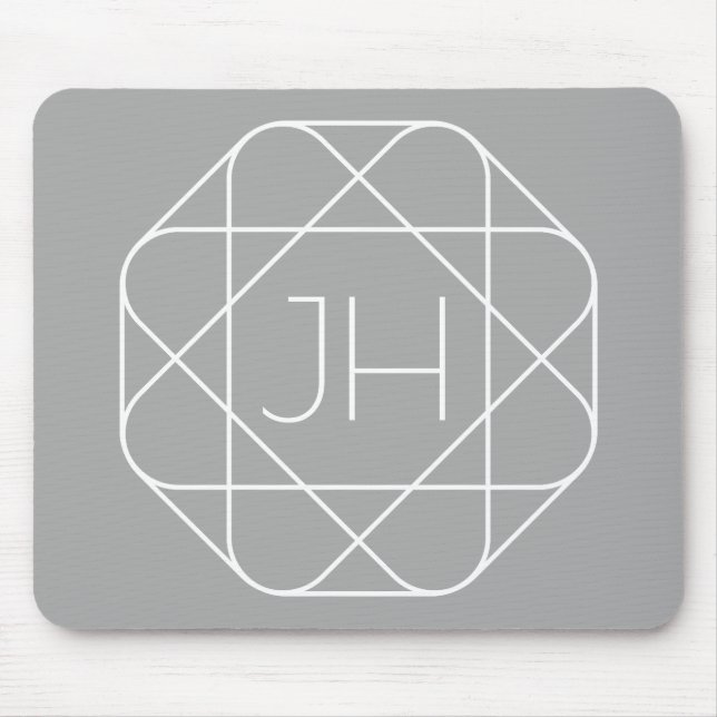Cool Monogram, Hip Logo Style Vibe | Grey & White Mouse Pad (Front)