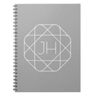Cool Monogram, Hip Logo Style Vibe Grey & White Notebook