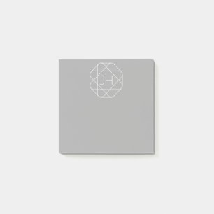 Cool Monogram, Hip Logo Style Vibe Grey & White Post-it Notes