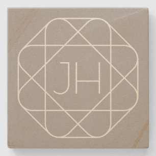 Cool Monogram, Hip Logo Style Vibe Grey & White Stone Coaster