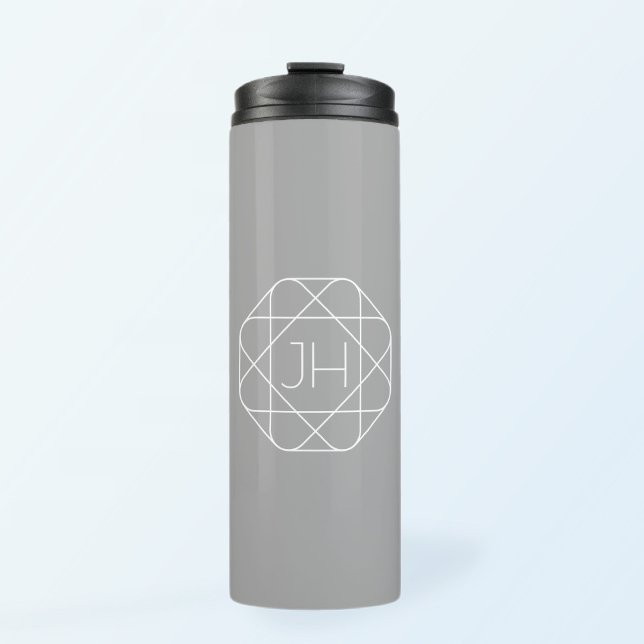 Cool Monogram, Hip Logo Style Vibe | Grey & White Thermal Tumbler (Creator Uploaded)
