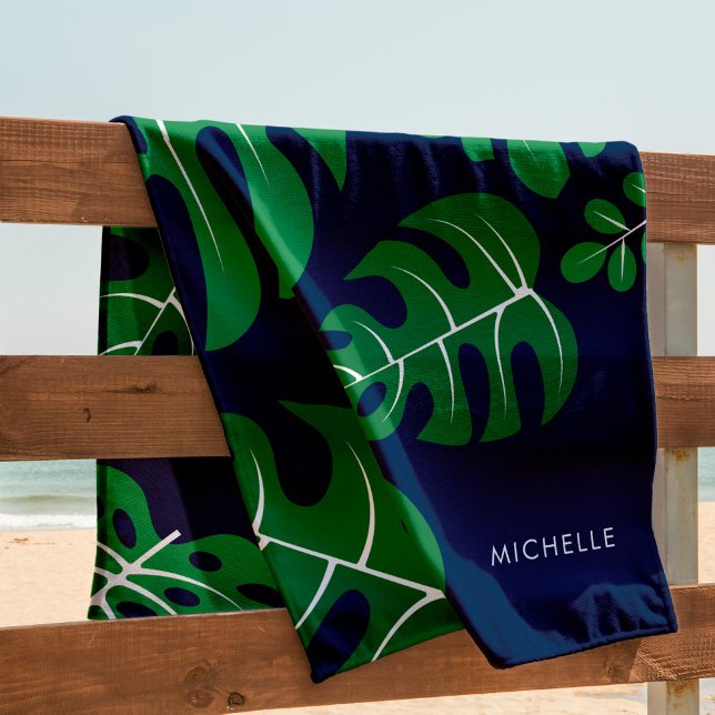 Cool Monstera Leaves Personalised Beach Towel (Creator Uploaded)