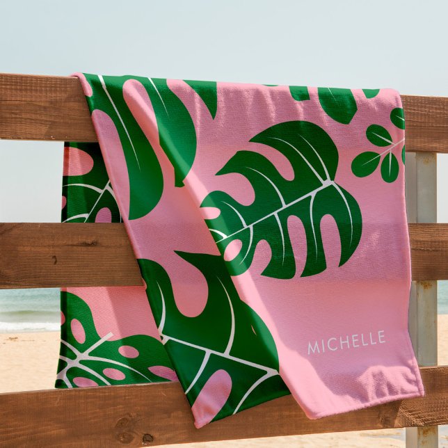 Cool Monstera Leaves Personalised Beach Towel (Creator Uploaded)