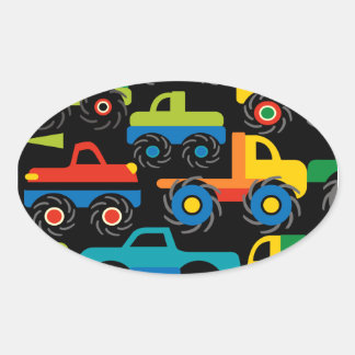 Cool Monsters Trucks Transportation Gifts for Boys Oval Sticker