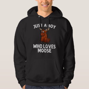 Cool Moose For Boys Kids Deer Alaska Moose Reinde Hoodie