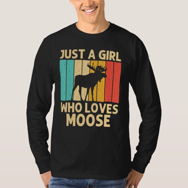 Cool Moose For Girls Kid Moose Alaska Moose Elk Hu T-Shirt (Front)