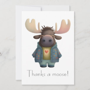 Cool Moose in Fancy Jacket and Glasses Thank You Card
