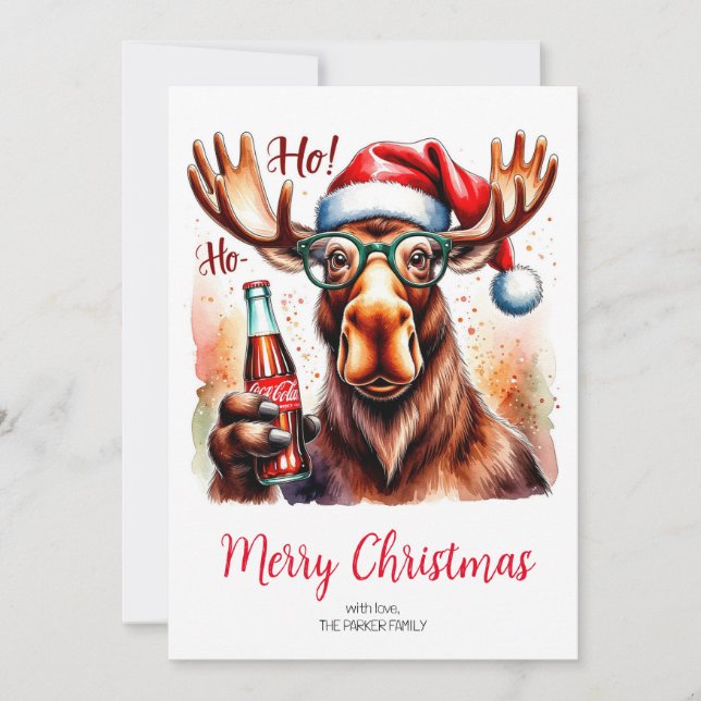 Cool Moose Merry Christmas Card (Front)
