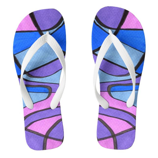 "Cool Morning" abstract flip flops. Jandals (Footbed)
