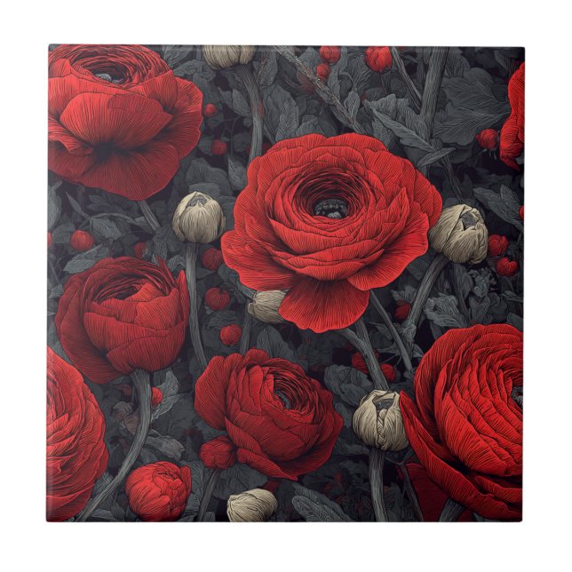 Cool Moroccan Ranunculus Tiles For Modern Bathroom (Front)