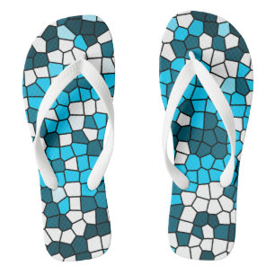 Cool mosaic pattern l Trendy blue l Summer Jandals