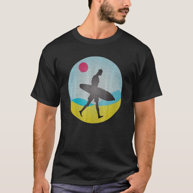 Cool Mosaic Surfer Surf T-Shirt (Front)