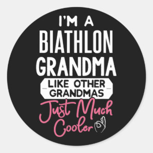 Cool Mothers Day Biathlon Grandma Classic Round Sticker
