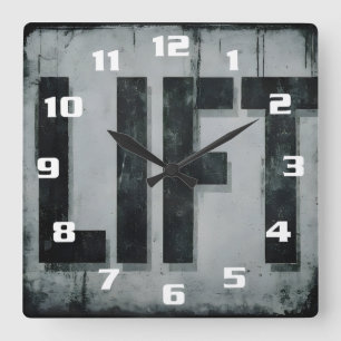 Cool Motivation workout LIFT Gym Fitness Square Wall Clock