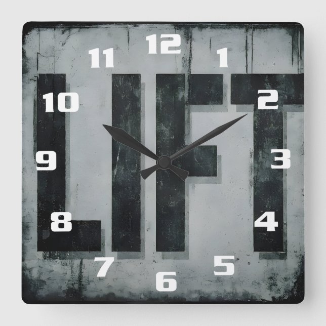 Cool Motivation workout LIFT Gym Fitness Square Wall Clock (Front)