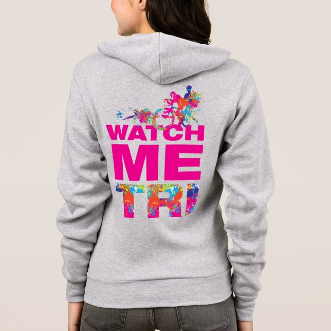 Cool Motivational Quote And Colourful Triathletes Hoodie (Back)