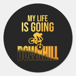 Cool Mountain Bike Art For Men Boys Downhill Mount Classic Round Sticker
